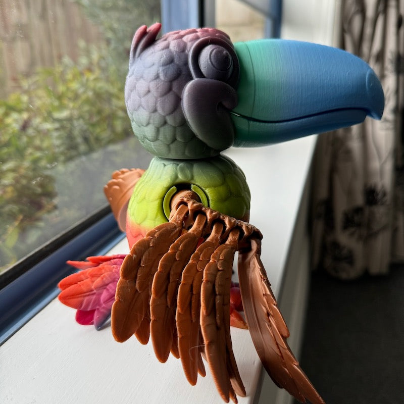 3D Printed Toucan Rainbow body Copper Wings