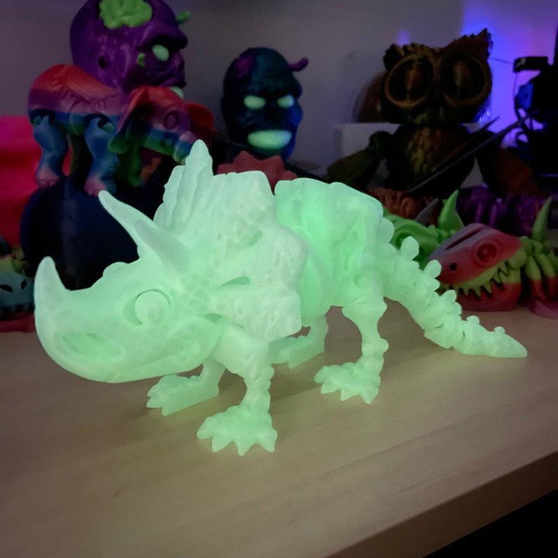 3D Printed Triceratops Skeleton Glow in the Dark