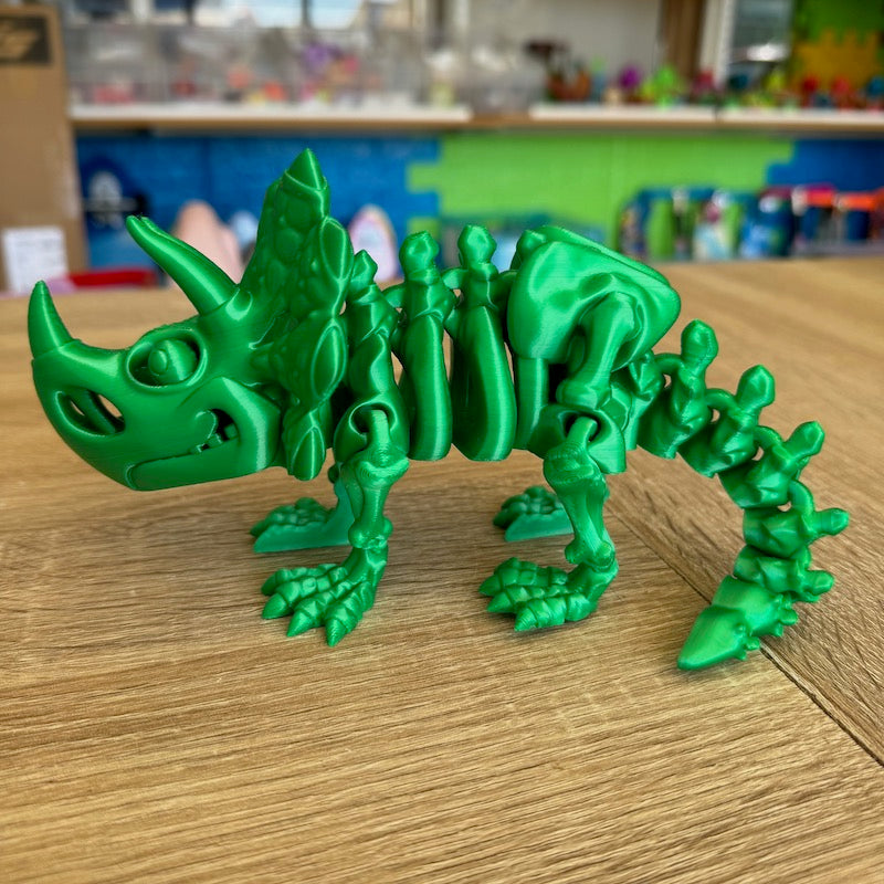 3D Printed Triceratops Skeleton Green Silk