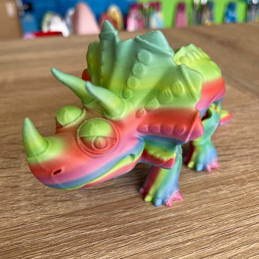 3D Printed Triceratops mini Multicolour matte Rainbow