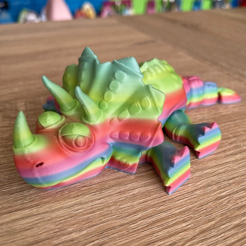 3D Printed Triceratops mini Multicolour matte Rainbow