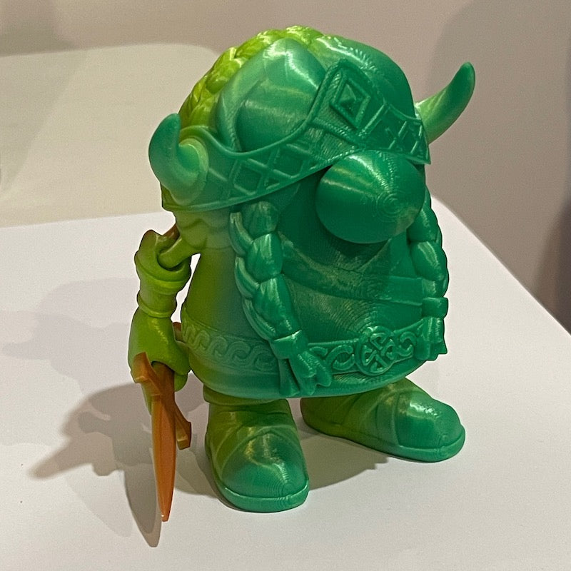 3D Printed Viking Gnome Female Green