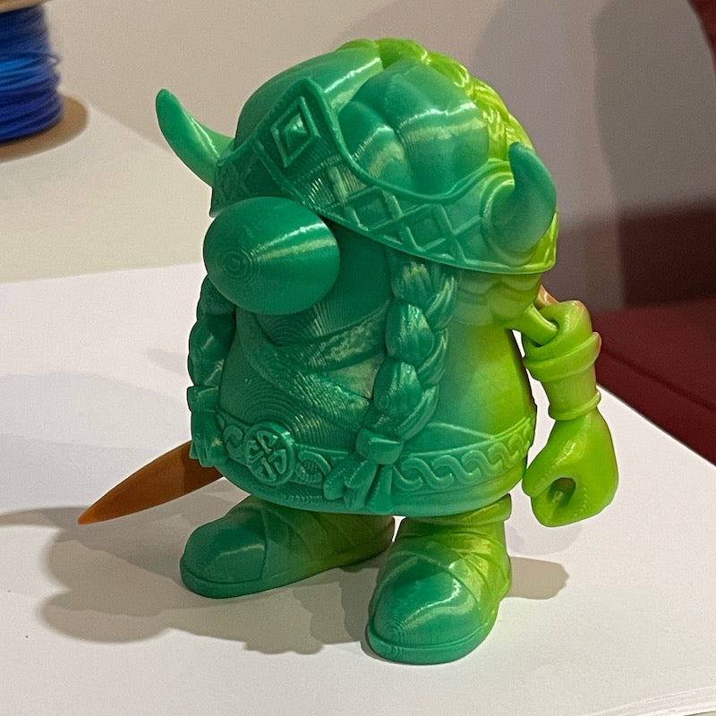 3D Printed Viking Gnome Female Green