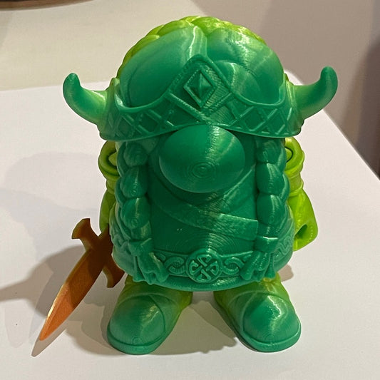 3D Printed Viking Gnome Female Green
