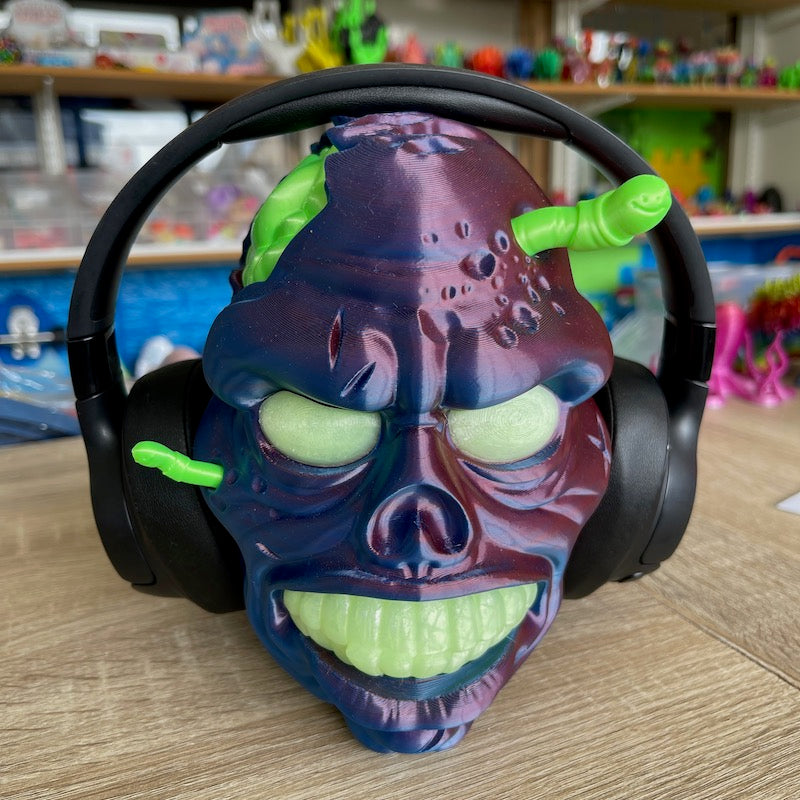 3D Printed Zombie Headphone Stand Colour Change Silk Blue/Purple