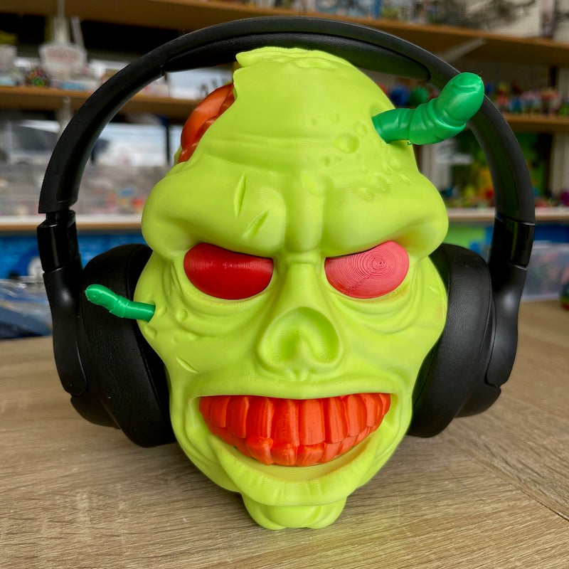 3D Printed Zombie Headphone Stand Lime