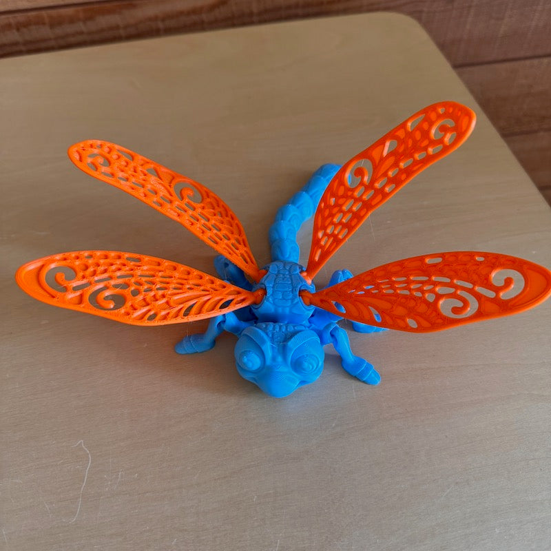 3D Printed dragonfly Blue/orange wings