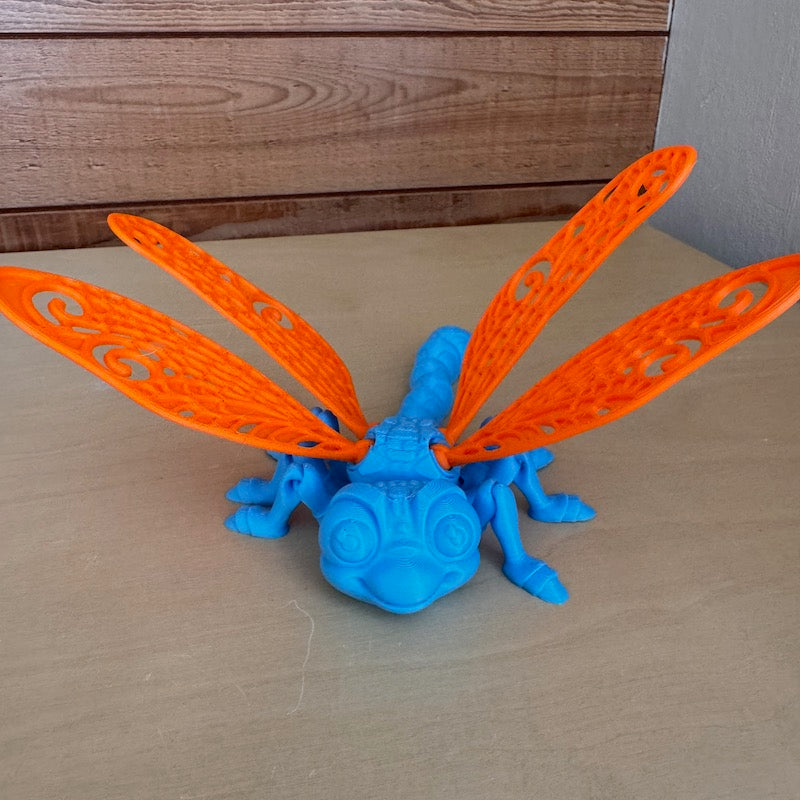 3D Printed dragonfly Blue/orange wings