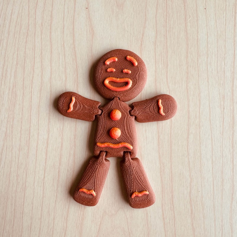 3D printed Gingerbread Man Christmas Decoration with orange