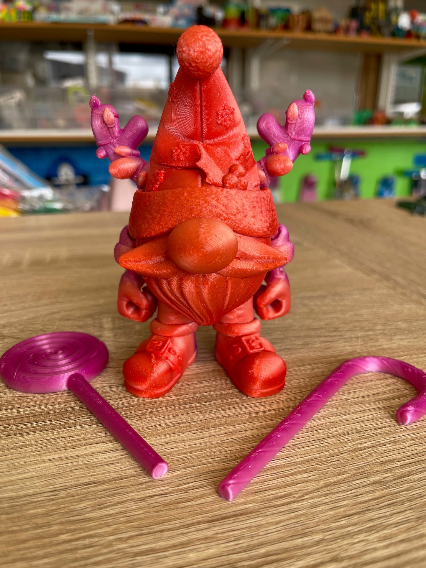 3D Printed Christmas Gnome PInk/Orange
