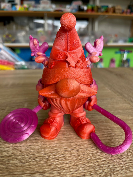 3D Printed Christmas Gnome PInk/Orange