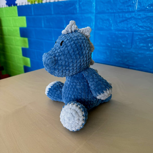 Crochet Stegosaurus Plushie denim blue