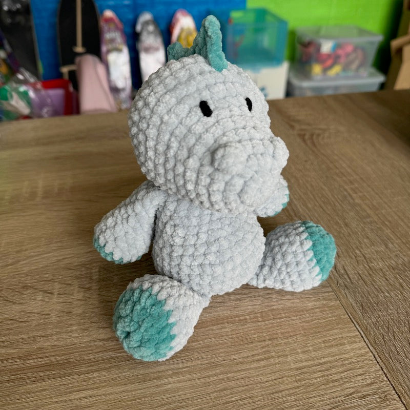 Crochet Stegosaurus Plushie grey/green