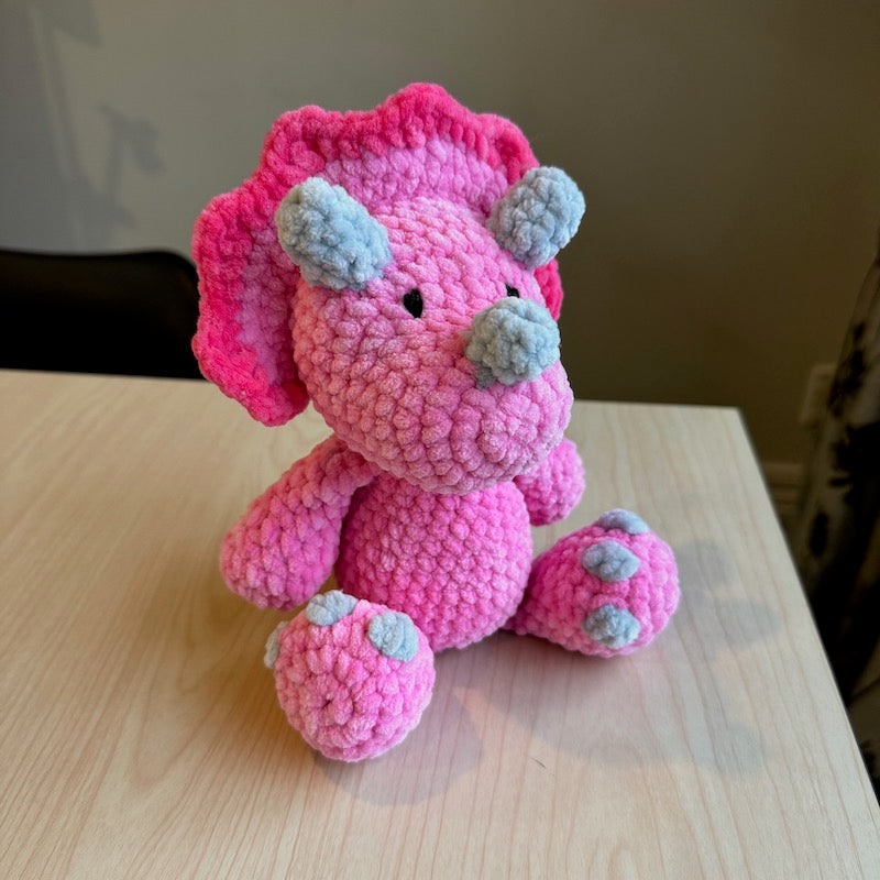 Crochet Triceratops Plushie pink