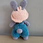 Hand Crocheted Bunny Green Overalls.
