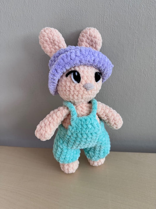 Hand Crocheted Bunny Light Green Overalls