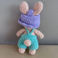 Hand Crocheted Bunny Light Green Overalls