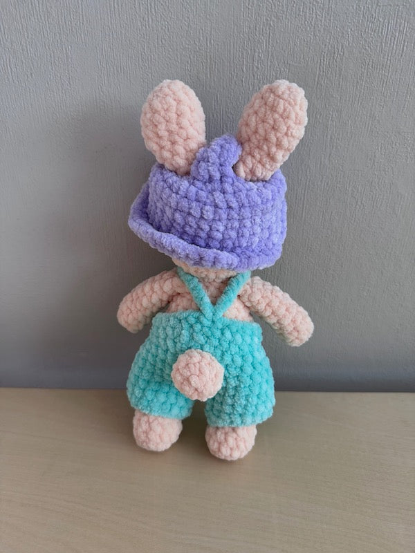 Hand Crocheted Bunny Light Green Overalls