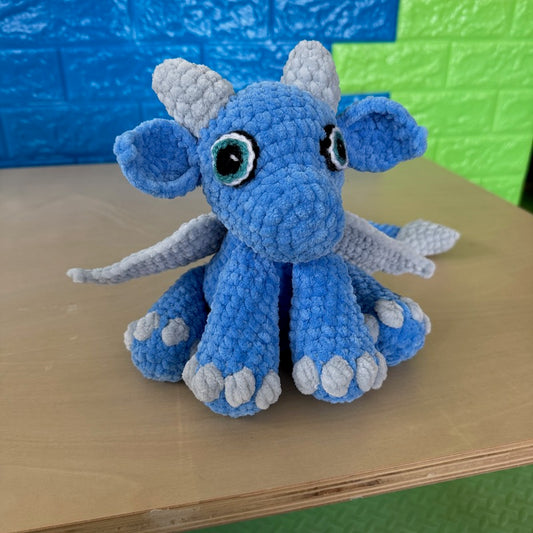 Hand Crocheted Dragon Plushie Blue