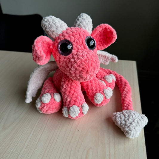 Hand Crocheted Dragon Plushie Coral