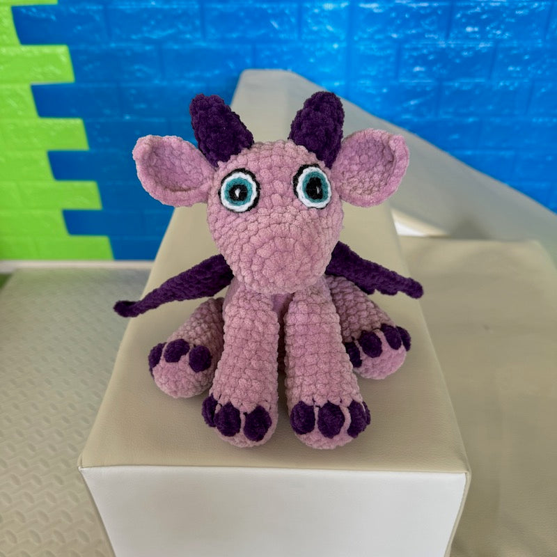 Hand Crocheted Dragon Plushie Purple (larger size)