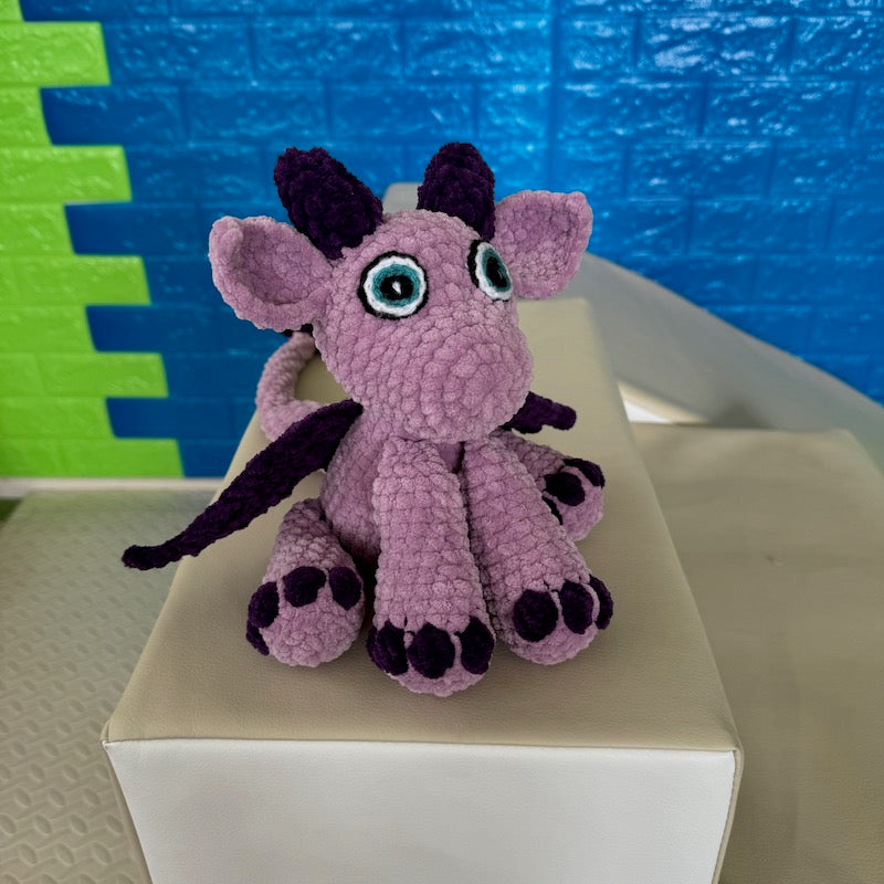 Hand Crocheted Dragon Plushie Purple (larger size)