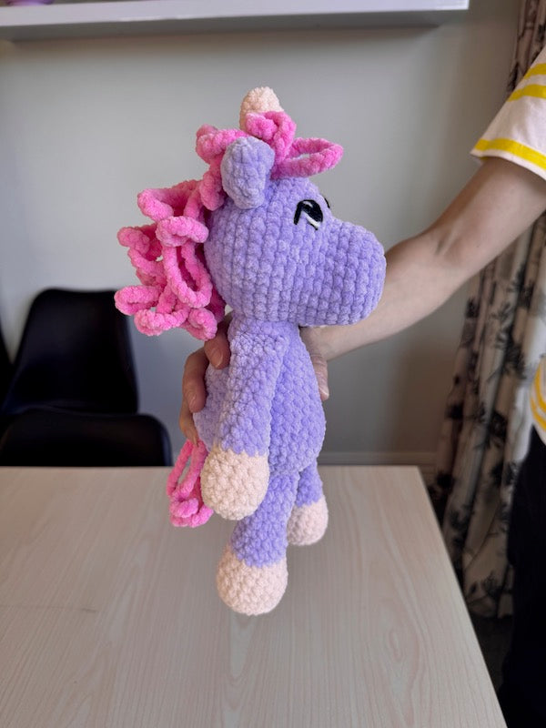 Hand Crocheted Unicorn Plushie Lilac and pink