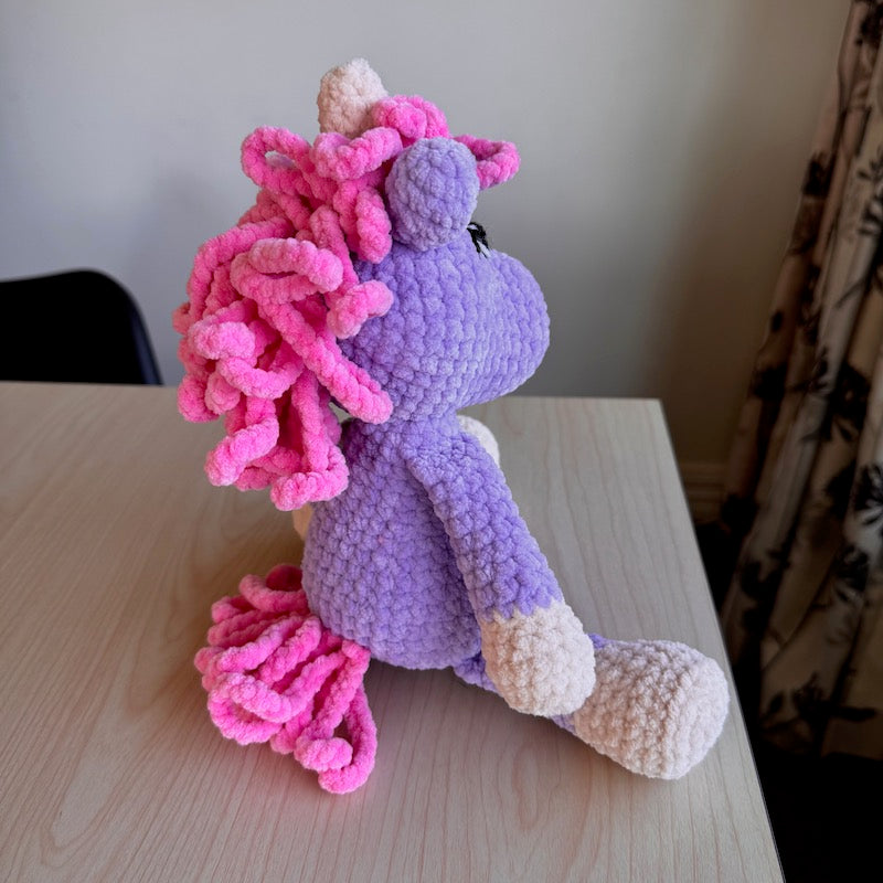 Hand Crocheted Unicorn Plushie Lilac and pink