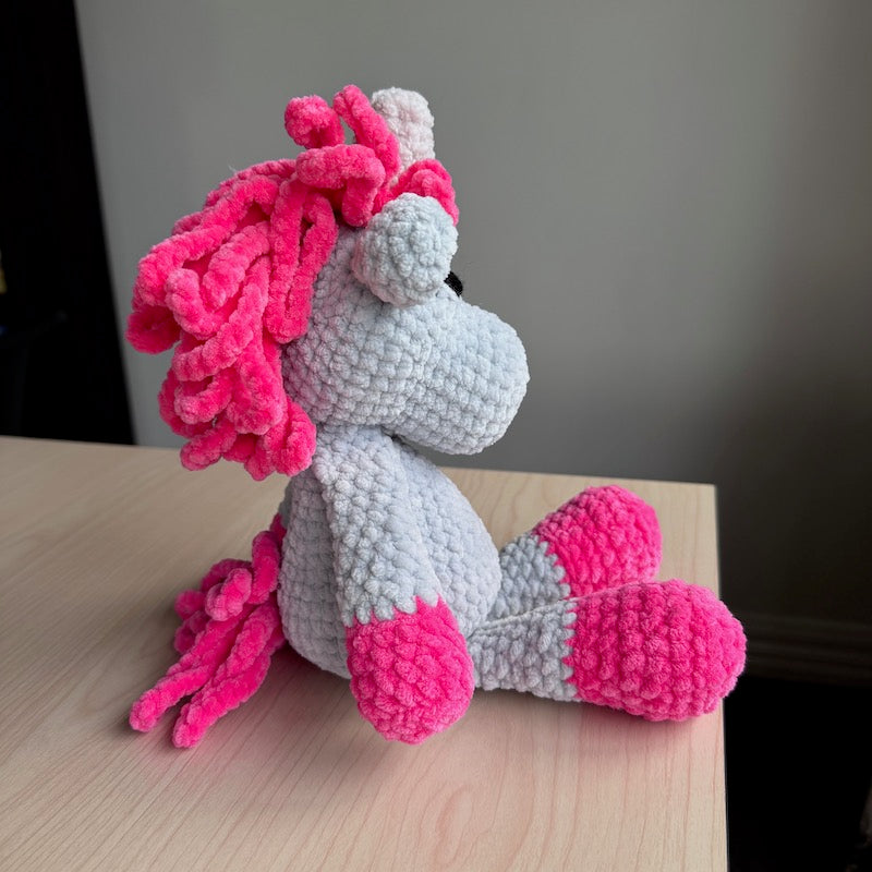 Hand Crocheted Unicorn Plushie Pink