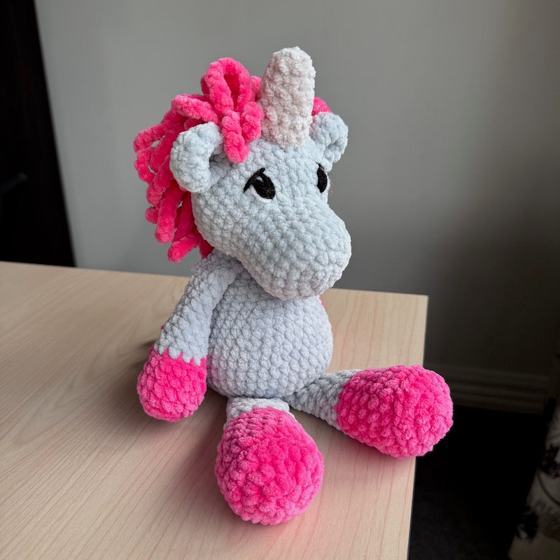 Hand Crocheted Unicorn Plushie Pink