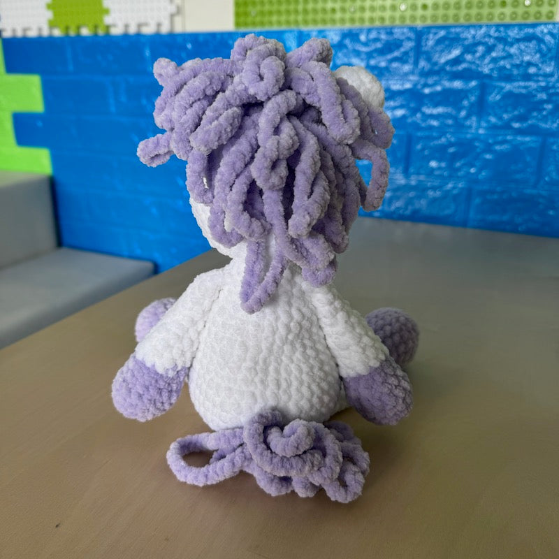 Hand Crocheted Unicorn Plushie White/lilac