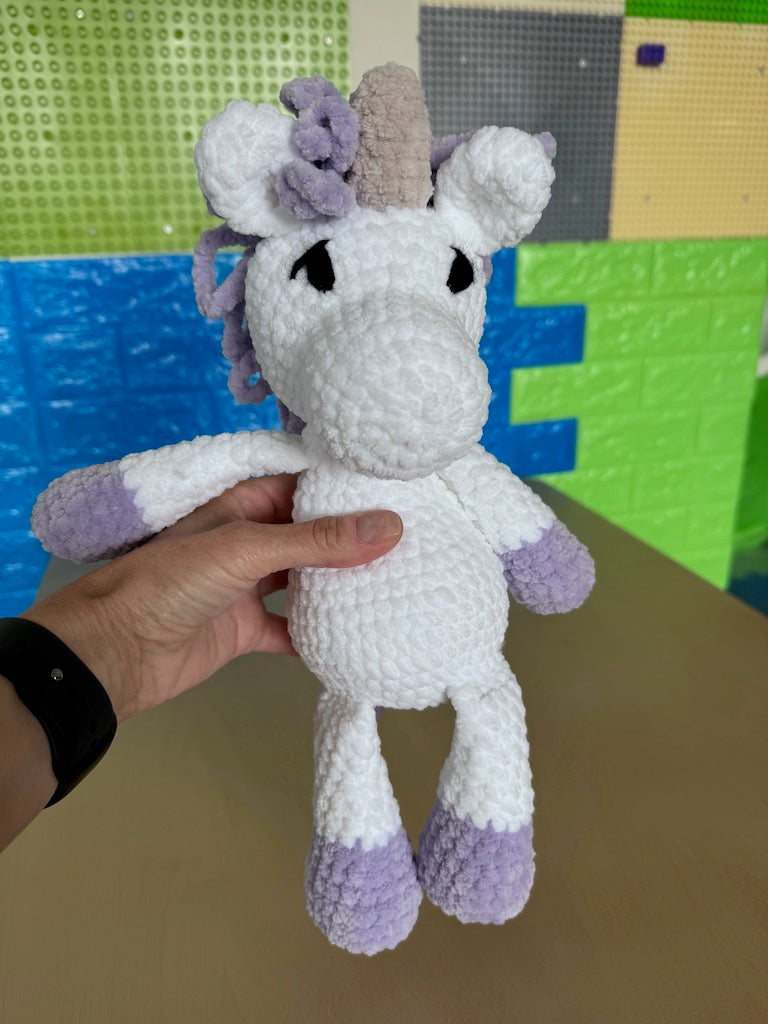 Hand Crocheted Unicorn Plushie White/lilac