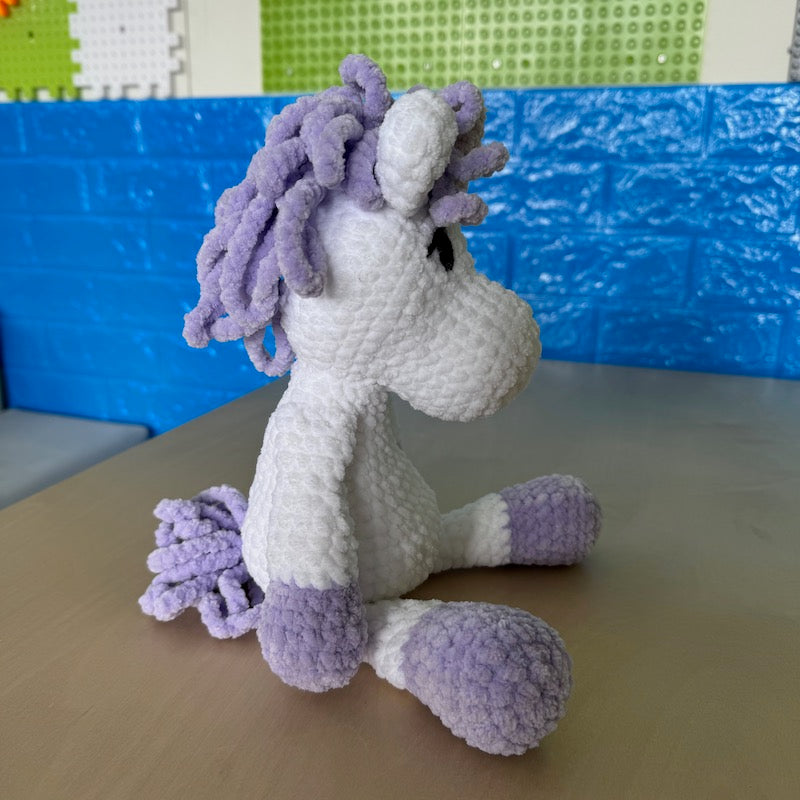 Hand Crocheted Unicorn Plushie White/lilac