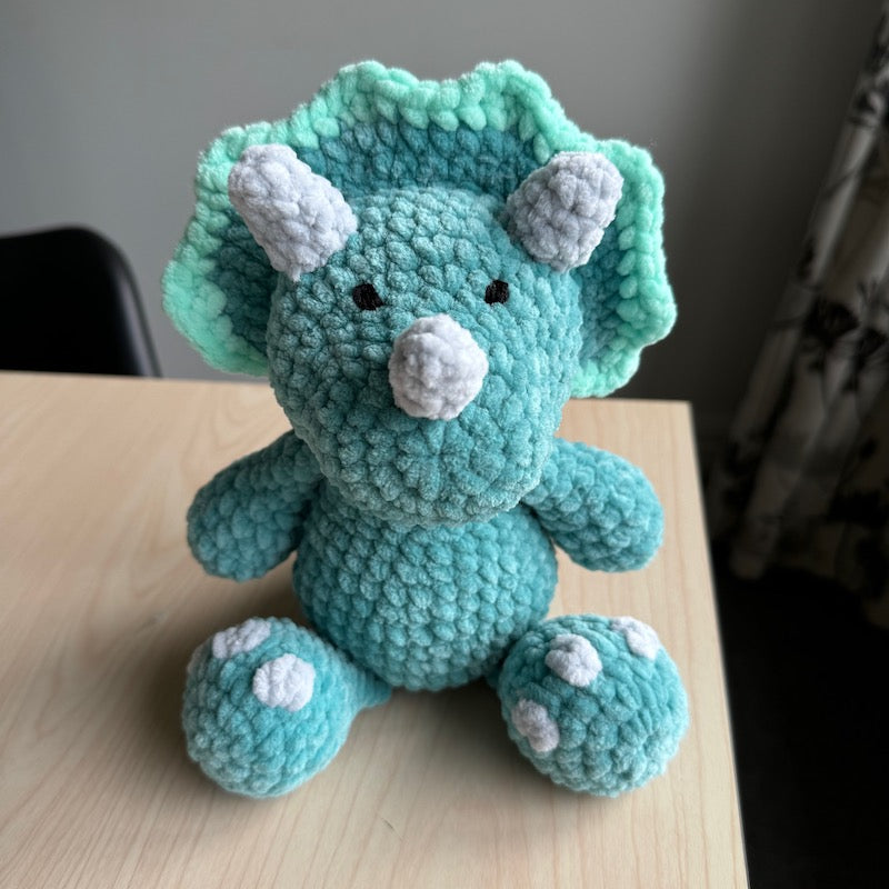 Hand made Triceratops Plushie Green