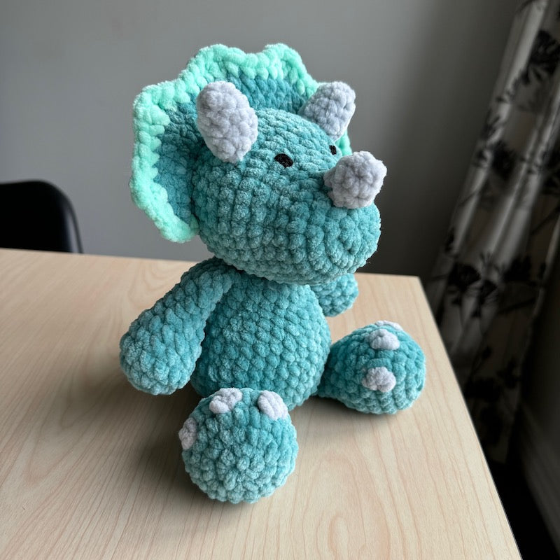 Hand made Triceratops Plushie Green