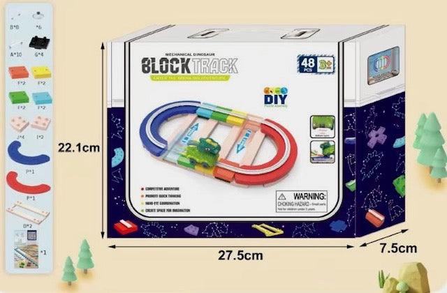 Custom Blocks Track Interactive Block Track with Dino Car