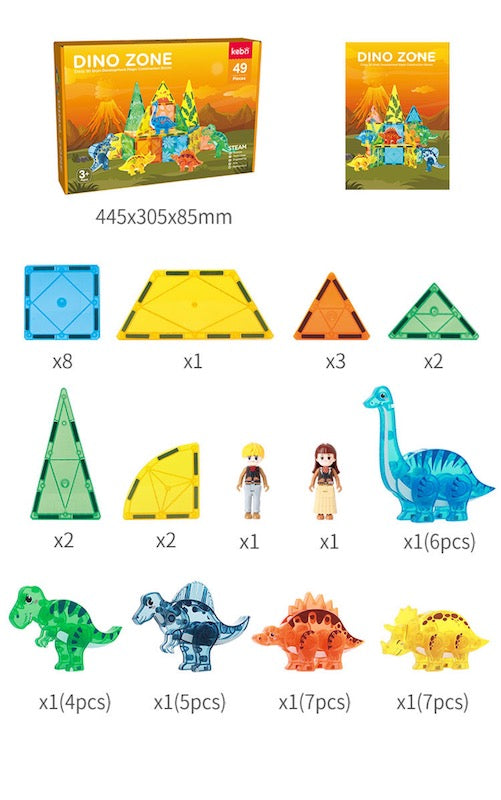 Magnetic Tiles Dino Zone 49 Piece Set