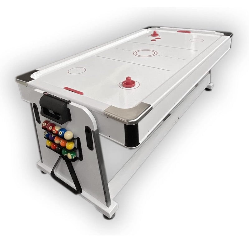 Multifunctional Rotating Pool and Air Hockey Table with Table Tennis Top. 