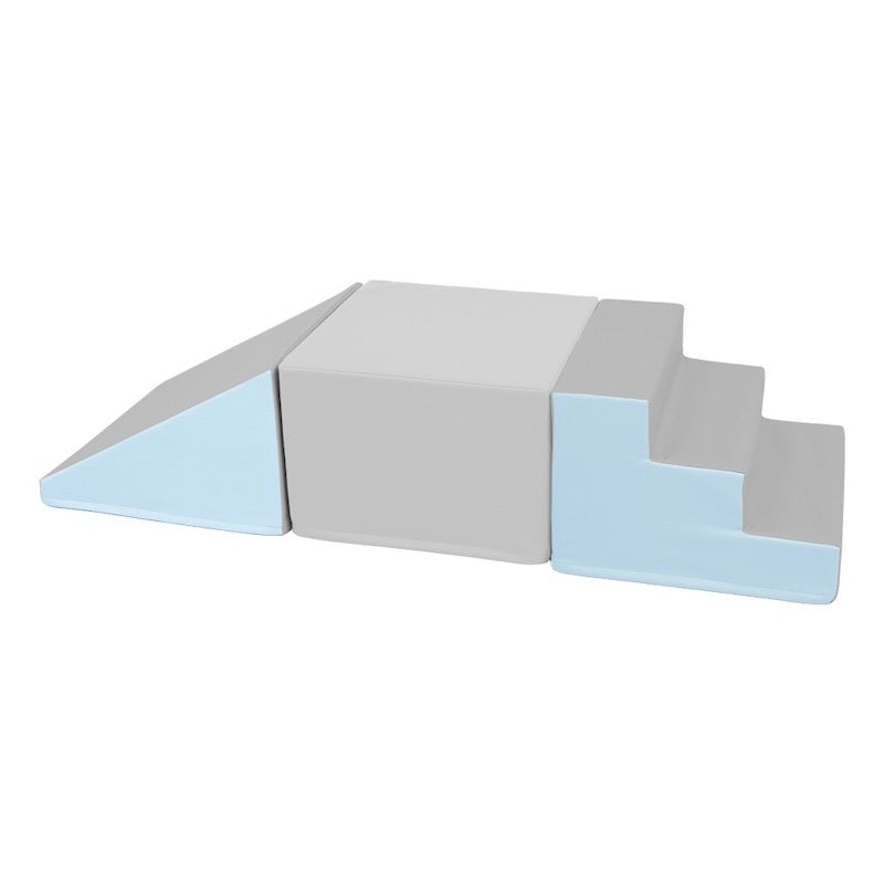 Soft Play Stairs Platform and Ramp Luxury set blue/grey