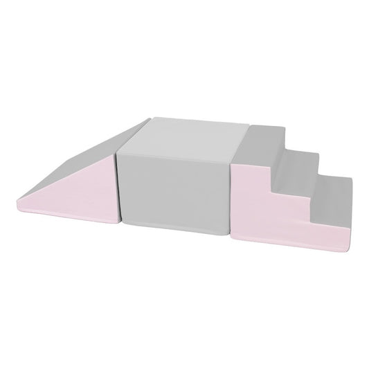 Soft Play Stairs Platform and Ramp pink/grey