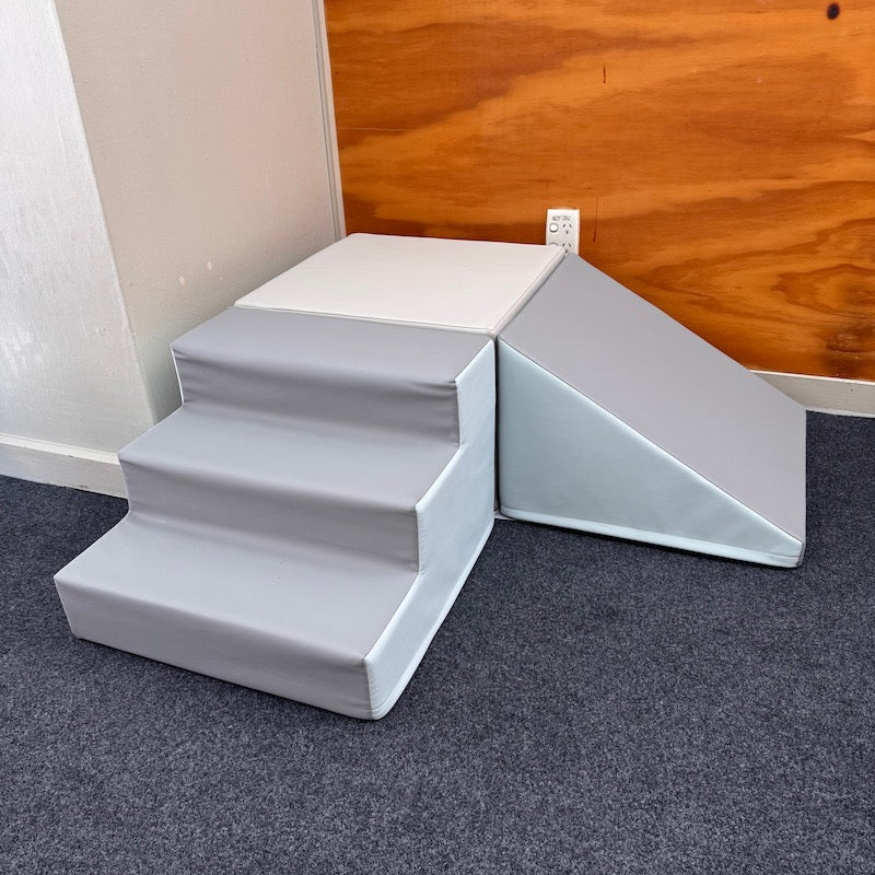 Soft Play Stairs Platform and Ramp Luxury set blue/grey