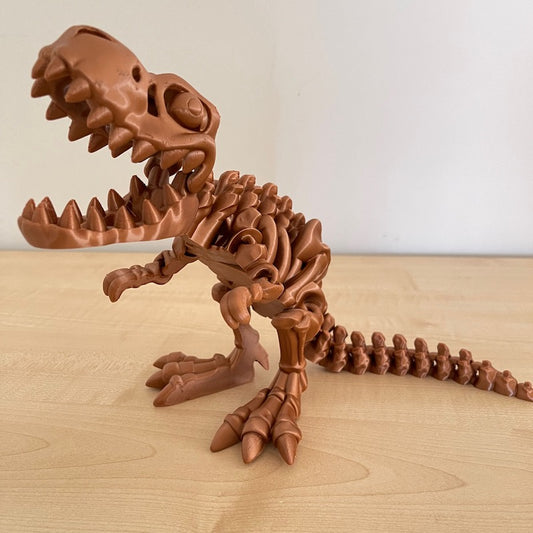 3D Printed T Rex Skeleton Copper Large