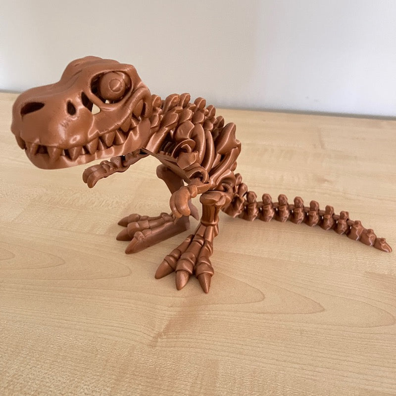 3D Printed T Rex Skeleton Copper Large