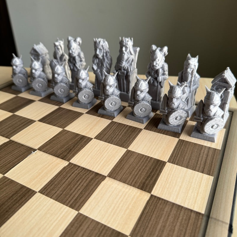 Viking Chess pieces purple/silver