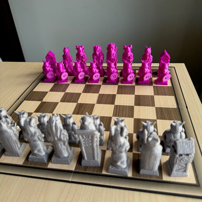 Viking Chess pieces purple/silver