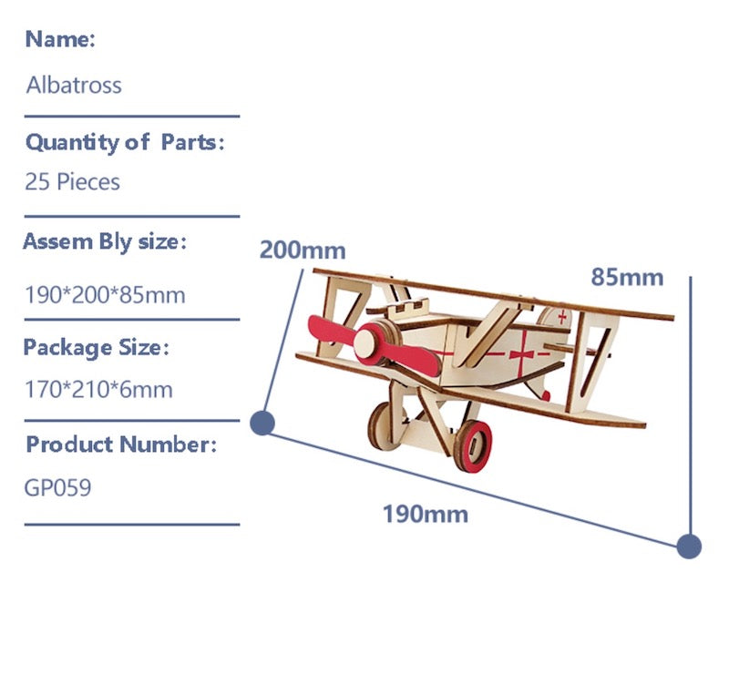 3D Wooden Puzzle Plane