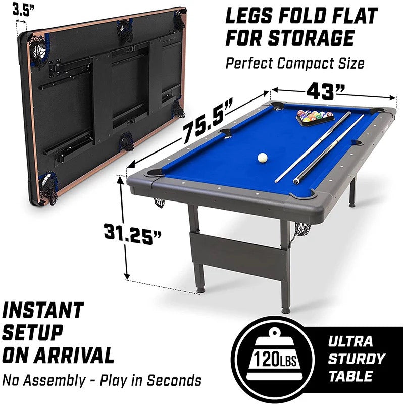 6' Fold Away Pool Table