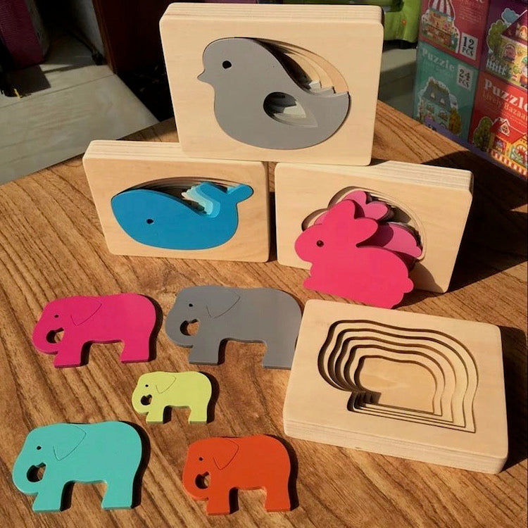 Layered wooden puzzle