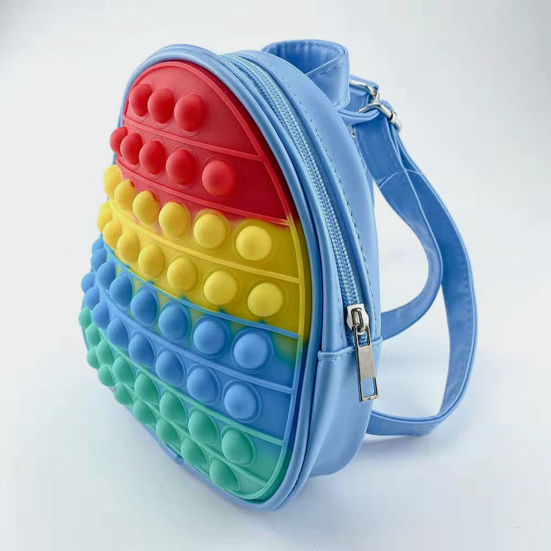 Popit Backpack light blue rainbow